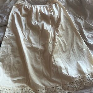 Olga Cream Midi Skirt with Lace Detail